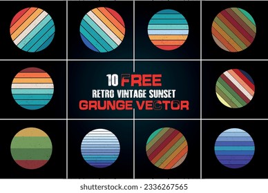 10 FREE RETRO VINTAGE SUNSET GRUNGE VECTOR