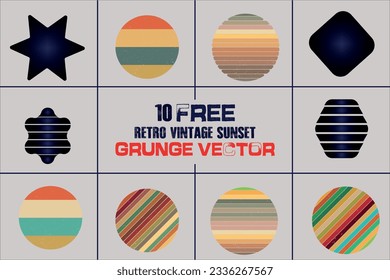 10 FREE RETRO VINTAGE SUNSET GRUNGE VECTOR