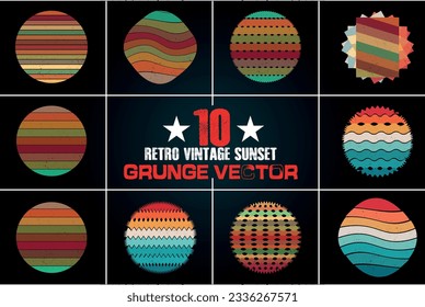 10 FREE RETRO VINTAGE SUNSET GRUNGE VECTOR