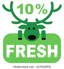 10% fresh food everyday graphic label or sticker vector illustration isolated on white background, design vector illustration. Suitable for product label