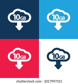 10 Gb Download Blue And Red Four Color Minimal Icon Set