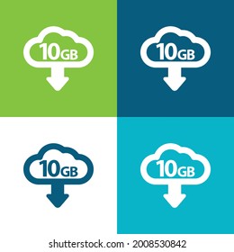 10 Gb Download Flat Four Color Minimal Icon Set