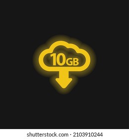 10 Gb Download Yellow Glowing Neon Icon