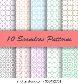 10 Geometric colorful vector seamless patterns