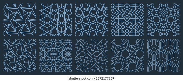 10 Geometric Line Patterns Collection. For Modern Aesthetic Designs and Digital Art Inspirations