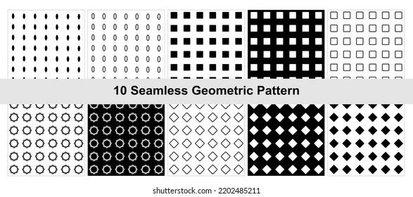 10 Geometric pattern in black white.