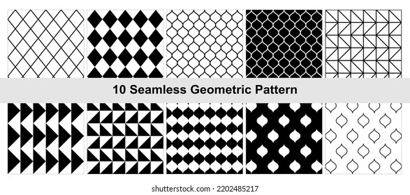 10 Geometric pattern in black white.