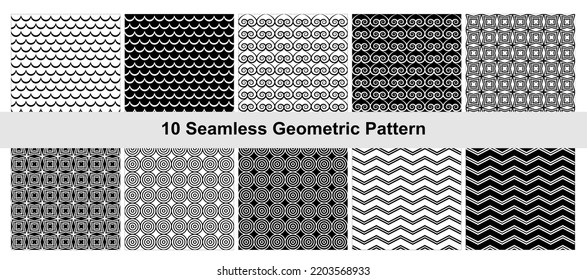 10 Geometric pattern in black white.