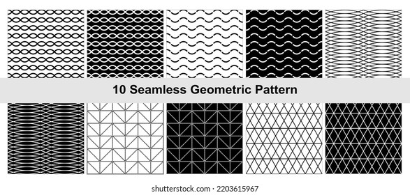 10 Geometric pattern in black white.