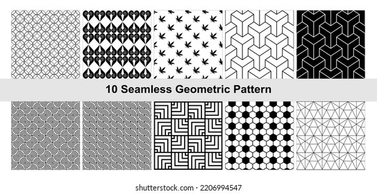10 Geometric pattern in black white.