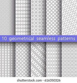 10 geometrical seamless patterns, Pattern Swatches, vector. Texture can be used for wallpaper, pattern fills, web page, background.