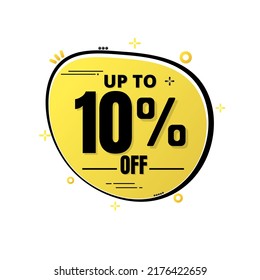 10% Get off sale. Promotion banner yellow. Discount offer price sign. Special offer symbol. vector illustration
