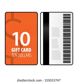 A $10 gift card in a bright, bold design in portrait format.