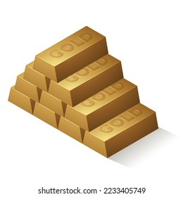 10 barras de oro con texto relieve aisladas en fondo blanco