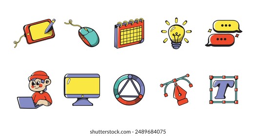 10 Graphic Designer Illustration Set