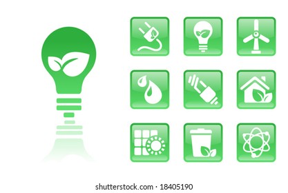  10 green eco icons;; see also Images ID: 18405196, 18405199, 18405193