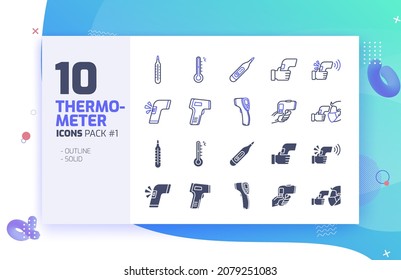 10 Hand and Digital Thermometer Icon Pack #1