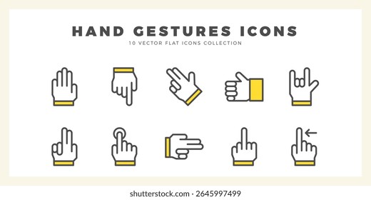 10 gestos de mão Two Color icon pack. ilustração vetorial.
