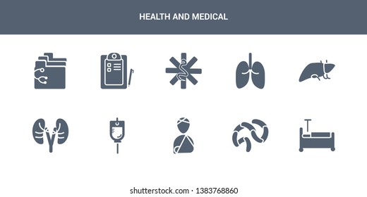 10 health and medical vector icons such as electrocardiogram, emergency, emergency call, enema, epidermis contains first aid kit, germs, gynecology, health care, hospital. health and medical icons