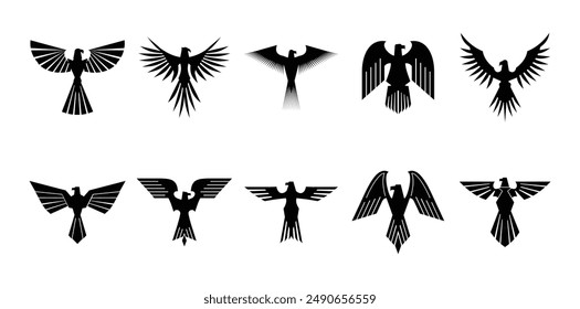 10 Set de Vector de Águila Heráldica