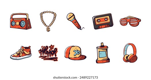 10 Hip Hop Illustration Set