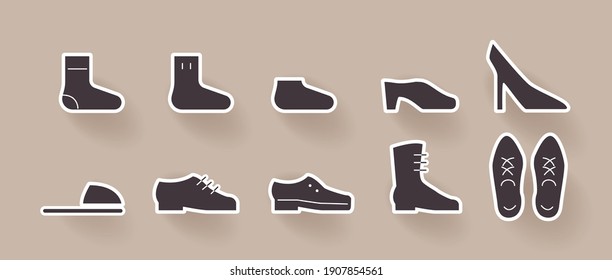10 icon set (footwear). vector illustration.