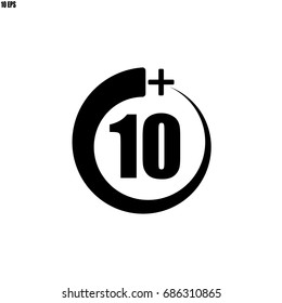 10+ icon, sign.Information icon for age limit - vector illustration
