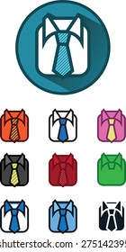 10 icon variables, shirt and tie illustration, circle, button, vector