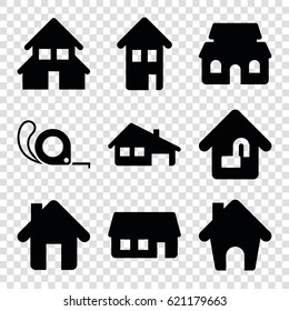 10 icons set. set of 9 10 filled icons such as tape, home, house building