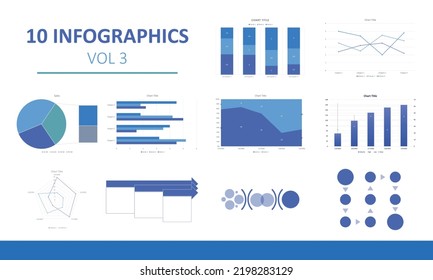 10 Infographic elements pack
Infographic elements data visualization vector design template. Can be used for steps, options, business processes,
workflow, diagram, flowchart concept, timeline, 