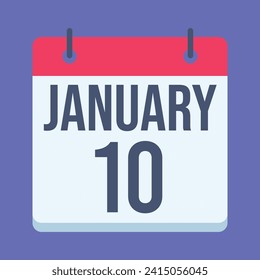 10  January calendar. Blue background. Vector Calendar.
