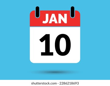 10 de enero Calendario Fecha Icono plano Día 10 Ilustración vectorial