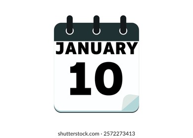 10 January calendar icon text page monthly web design on red, black deep green and white background vector, icon, or illustration with the month of January 10
