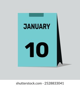 10 january calendar icon vector graphic design illustration background.