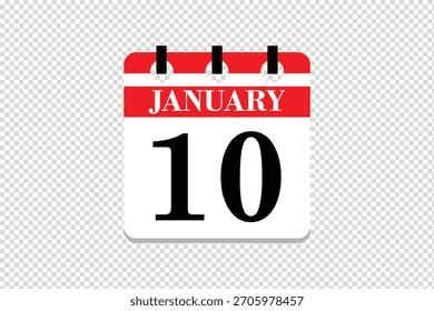 10 enero Calendario icono Vector, 10 fechas de enero mes calendario icono, fechas de enero 10 calendario icono, Vector calendario icono.