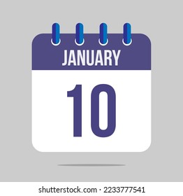 Vector del calendario del 10 de enero. Icono de calendario para enero con fecha marcada. Diseño de calendarios, reuniones y nombramientos