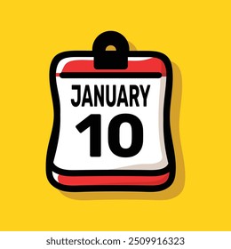 10 january calender color icon page year concept. number date text design.