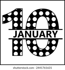 10 January Floral Split Silhouette Counting Vector Design | Print Design | Cut file | Shirt Design | Birthday Gift