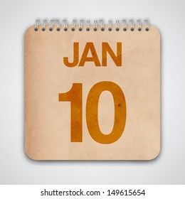 10 January on Old Notebook Vector