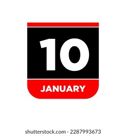 10 January vector calendar vector icon. 10 Jan card. 