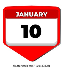 10 January vector icon calendar day. 10 date of January. Tenth day of January. 10th date number. 10 day calendar. Ten date. Vector illustration