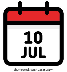 10. July - Calendar Icon - Vector Illustration - Vector