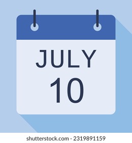 Calendario del 10 de julio, Calendario de vectores.