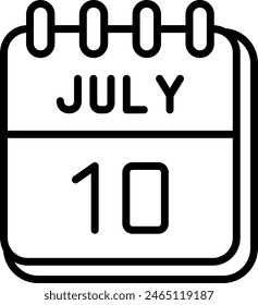 10 de julio Diseño de iconos de línea de Vector