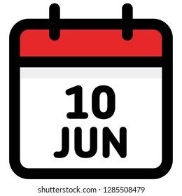 10. June - Calendar Icon - Vector Illustration - Vector