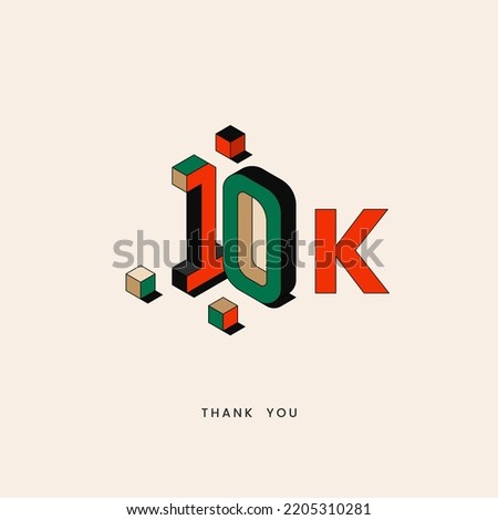 10 k thank you template for follower subscriber viewer or comments social media, isometric vector illustration.