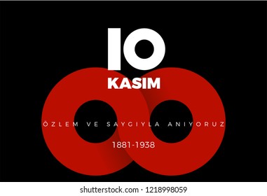 10 Kasim Ataturk Anma Gunu (Translation: 10th of November The Commemoration of Ataturk in Turkey) Vector Illustration