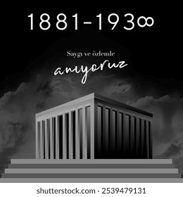 10 kasim Gedenktag 10. November Todestag Mustafa Kemal Atatürk , erster Präsident der Türkischen Republik. Übersetzung Türkisch. 10. November, Respekt und Erinnerung.