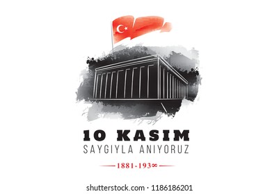 10 kasim - 10 Novembro, Mustafa Kemal Ataturk Dia da Morte. Desenho de vetores tipográficos.