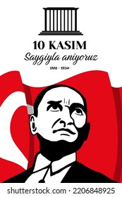 10 kasim saygiyla aniyoruz vertical banner illustration